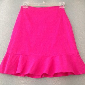 Elie Tahari hot pink A-line skirt with ruffle bottom